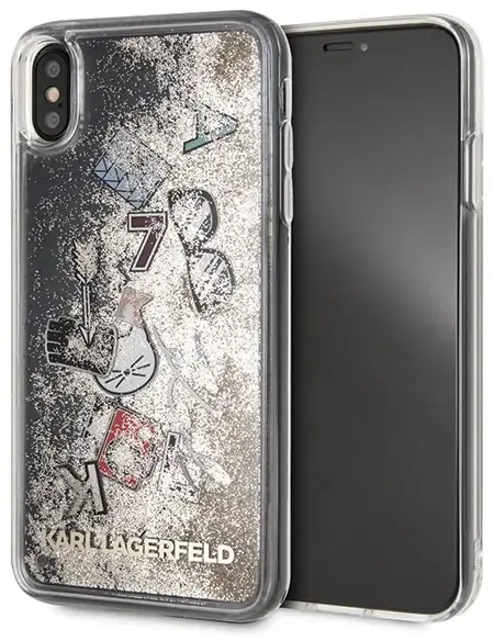 Karl Lagerfeld KLHCI65KSICGO iPhone Xs Max złoty|gold hard case Iconic Liquid Glitter