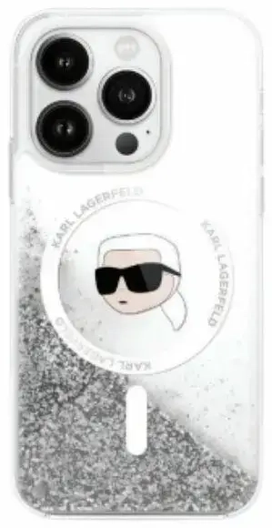 Karl Lagerfeld KLHMP16SLGKISGH iPhone 16  6.1" hardcase transparent Liquid Glitter Karl Head Magsafe