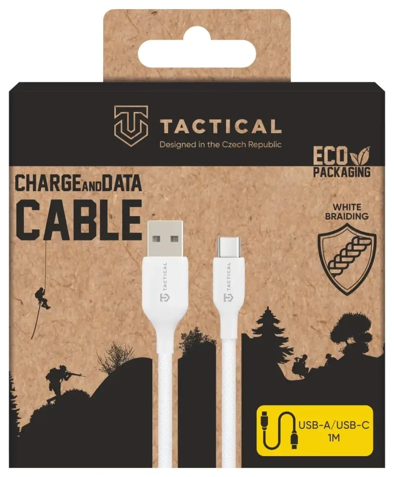 Tactical Stitch Thread datu pārraides un uzlādes vads | USB-A uz USB-C | 1m | balts