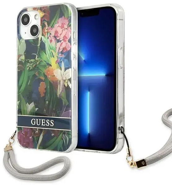 Guess GUHCP13SHFLSB iPhone 13 mini 5,4" niebieski|blue hardcase Flower Strap
