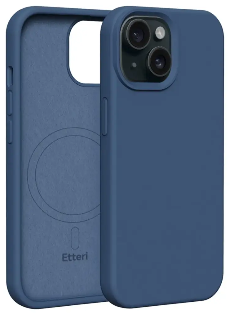 Etteri Silicone telefono dėklas su MagSafe palaikymu iPhone 15 mėlynas