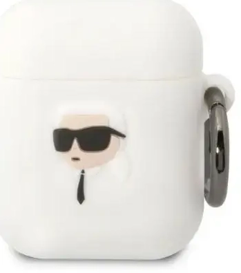 Karl Lagerfeld KLA2RUNIKH AirPods 1|2 cover biały|white Silicone Karl Head 3D