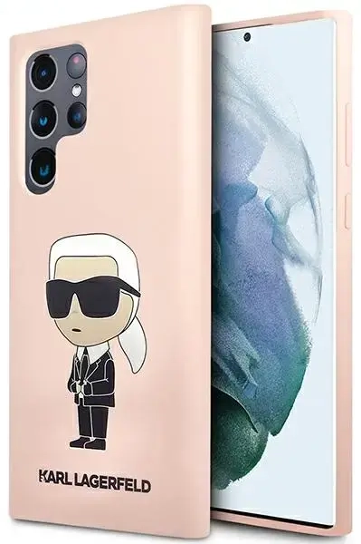 Karl Lagerfeld KLHCS23LSNIKBCP Sam S23 Ultra S918 hardcase różowy|pink Silicone Ikonik