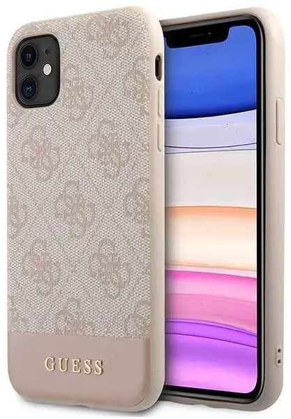 Guess GUHCN61G4GLPI iPhone 11 6,1" | Xr różowy|pink hard case 4G Stripe Collection