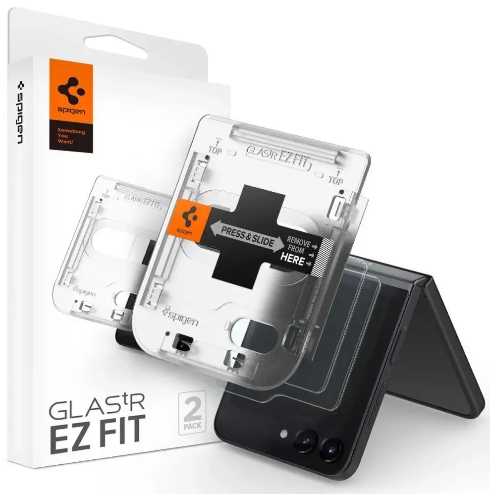 Spigen tempered glass for phone Samsung Galaxy Z Flip 5 clear 2-pack