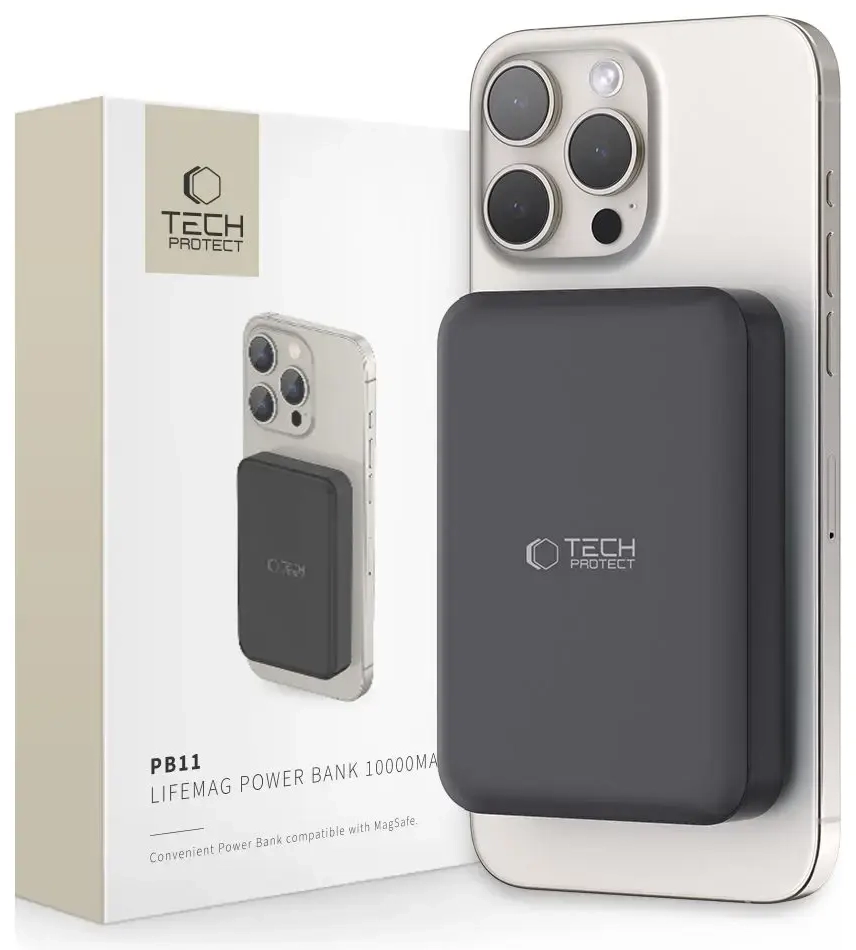 Tech-Protect LifeMag PB11 external battery (powerbank) | 10000 mAh | 18W | USB-C, MagSafe | black
