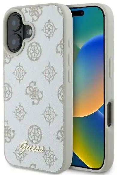 Guess GUHMP16SPGPYSH iPhone 16 6.1" biały|white hardcase Peony Script Logo MagSafe