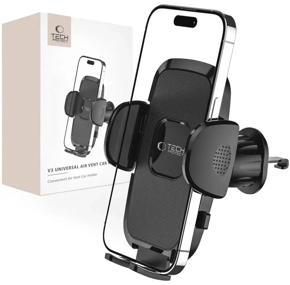Tech-Protect V3 autohoidik telefonile ventilatsioonirestile - must