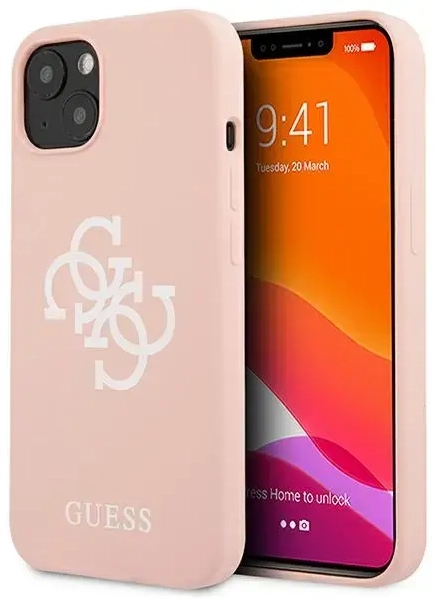 Guess GUHCP13SLS4GWPI iPhone 13 mini 5,4" różowy|pink hard case Silicone 4G Logo