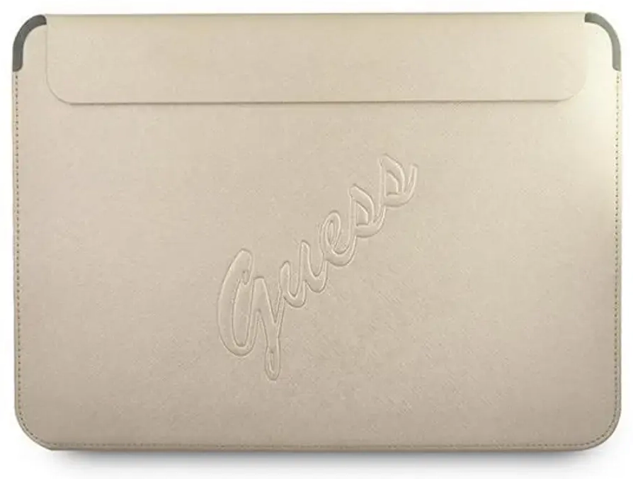 GUESS nešiojamojo kompiuterio krepšys Saffiano Script GUCS13PUSASLG 13 colių auksinis