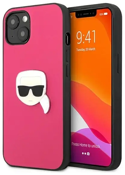 KLHCP13SPKMP Karl Lagerfeld PU Leather Karl Head Case for iPhone 13 mini Pink