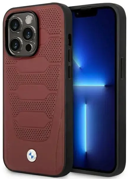 Etui BMW BMHMP14X22RPSR iPhone 14 Pro Max 6,7" burgundowy|burgundy Leather Seats Pattern MagSafe