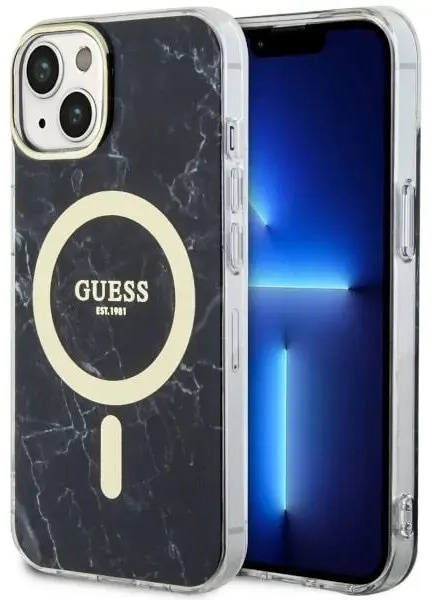 Guess GUHMP14SPCUMAK iPhone 14 6.1" czarny|black hardcase Marble MagSafe