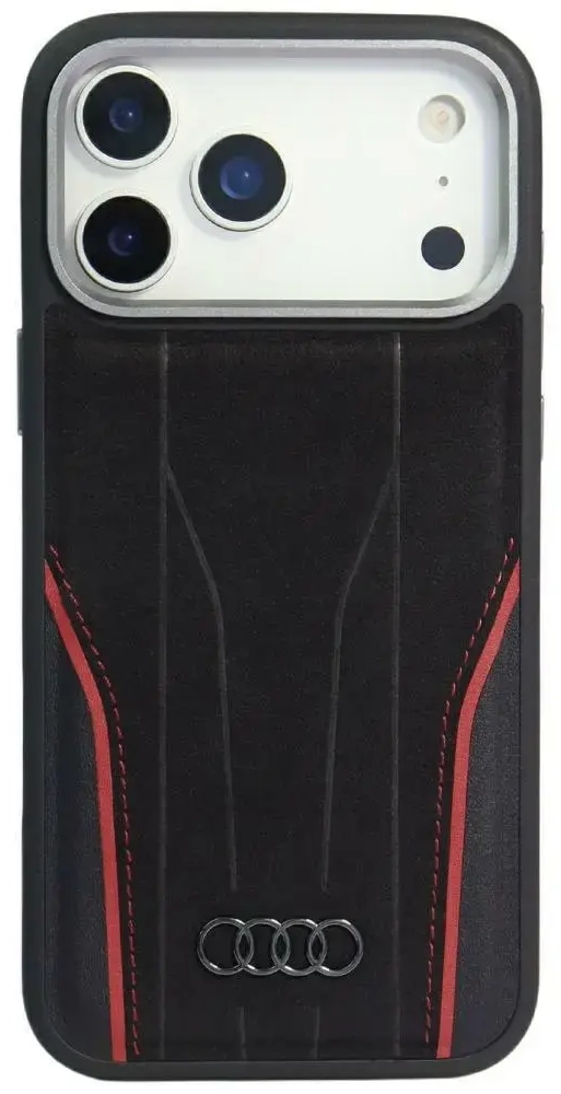 Audi R8 maciņš ar MagSafe atbalstu telefonam iPhone 17 Pro Max melns - sarkans