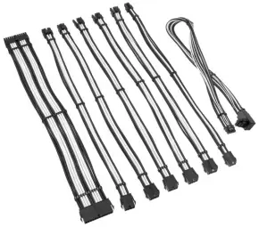 PSU kabeļu pagarinātāji Kolink Core Pro Braided Cable Extension Kit 12V-2x6 Type 1 - Jet Black| White