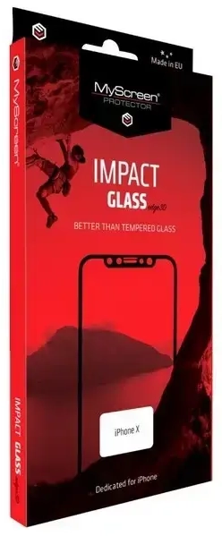 MS ImpactGLASS Edge 3D apsauginis stiklas telefonui iPhone 7 | iPhone 8 juodas smūgiams atsparus hibridinis stiklas pilnam ekranui 8H