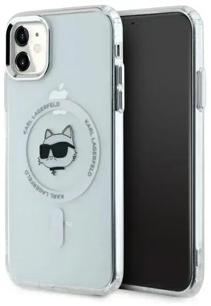 Karl Lagerfeld KLHMN61HLSCHH iPhone 11    | Xr 6.1" biały|white hardcase IML Metal Choupette Head MagSafe