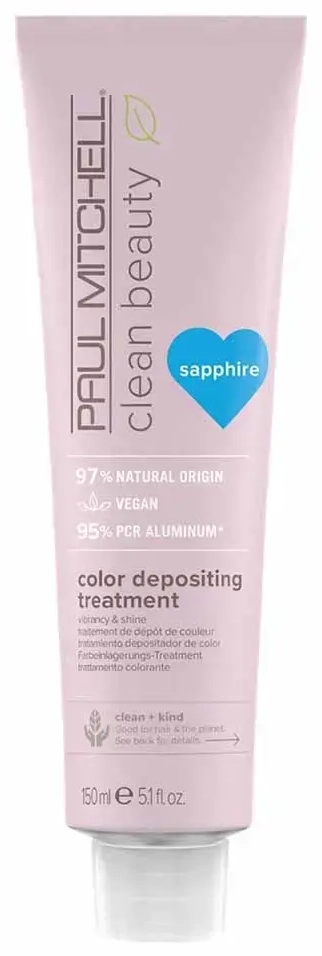 Paul Mitchell Clean Beauty Color-Depositing Treatment  for Refreshing + Protecting Color-Treated Hair  Sapphire  5.1 Fl. Oz
