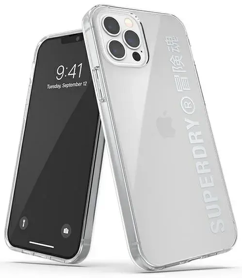 SuperDry Snap iPhone 12|12 Pro skaidrus dėklas sidabrinis 42591