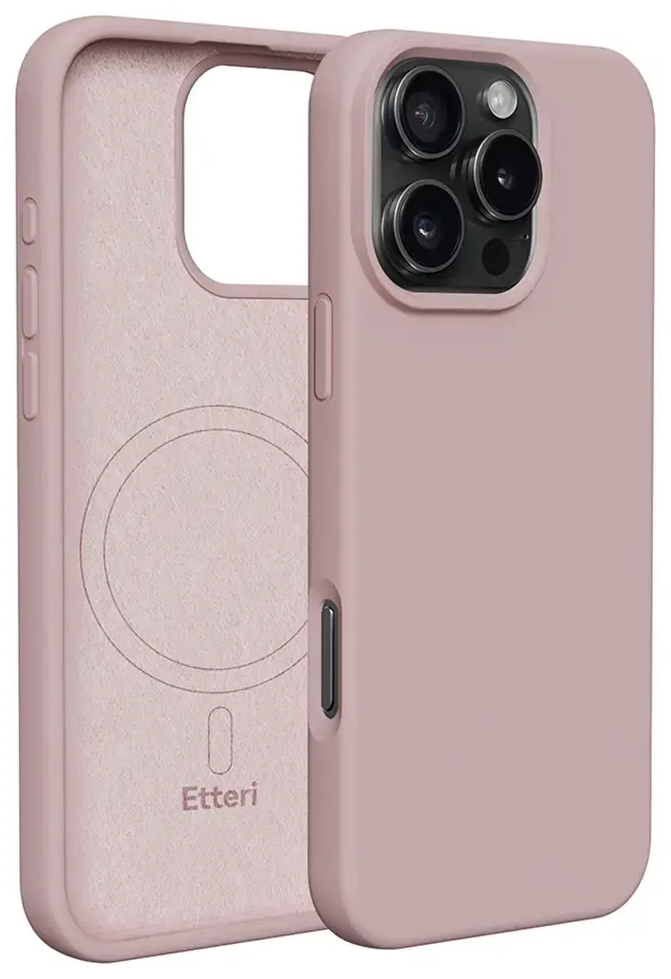 Etteri Silicone telefono dėklas su MagSafe palaikymu iPhone 16 Pro rožinis