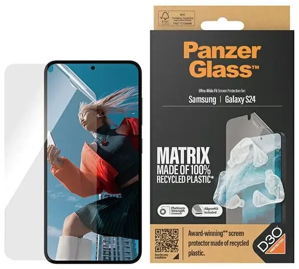PanzerGlass Ultra-Wide Fit aizsargstikls telefonam Samsung Galaxy S24 | Samsung Galaxy S21 | Samsung Galaxy S921 | Samsung Galaxy D3O caurspīdīgs ar aplikatoru