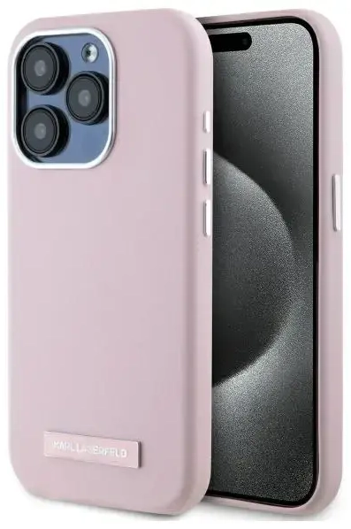Karl Lagerfeld KLHMP15LPGMSRPP iPhone 15  Pro 6.1" różowy|pink hardcase FW Metal Plate MagSafe