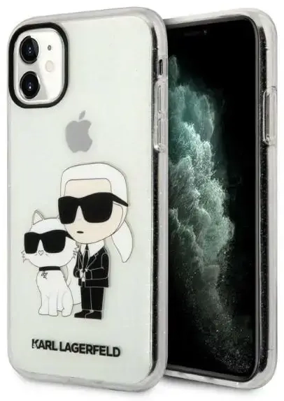 Karl Lagerfeld IML Glitter Karl and Choupette NFT maciņš iPhone 11 caurspīdīgs