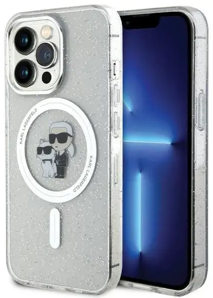 Karl Lagerfeld KLHMP13LHGKCNOT iPhone 13 Pro | 13 6.1" transparent hardcase Karl&Choupette Glitter MagSafe