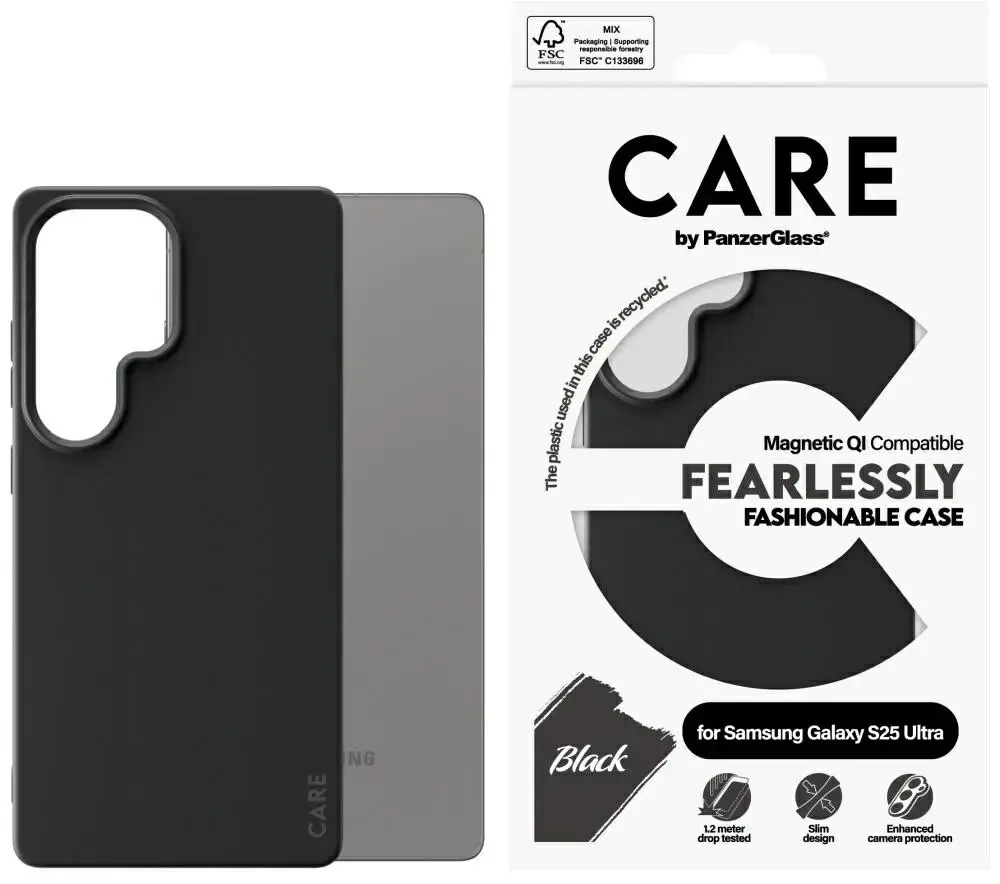 Etui CARE by PanzerGlass Fashion QI do    Samsung Galaxy S25 Ultra czarny
