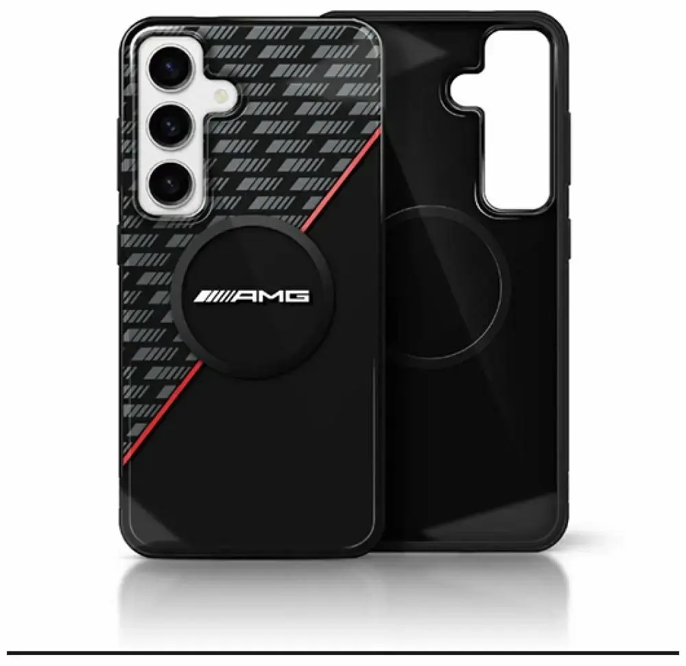 Etui AMG Double Layer Rhombs MagSafe do   Samsung Galaxy S25 czarno-czerwony