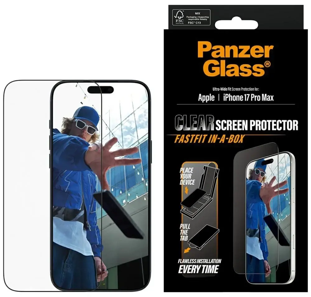 PanzerGlass Ultra-Wide Fit Fastfit Tempered Glass for iPhone 17 Pro Max