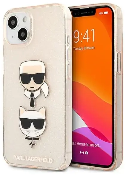 Karl Lagerfeld KLHCP13SKCTUGLGO iPhone 13 mini 5,4" złoty|gold hardcase Glitter Karl`s & Choupette