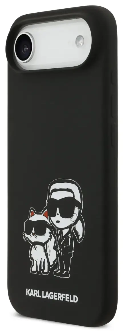 Karl Lagerfeld Liquid Silicone K&CH Sketch maciņš ar MagSafe atbalstu telefonam iPhone 17 Air melns
