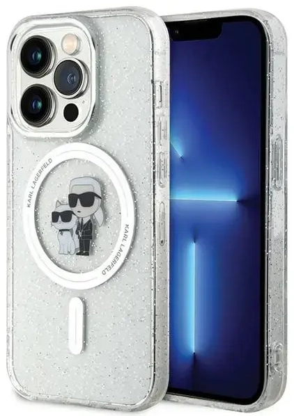Karl Lagerfeld Karl&Choupette Glitter MagSafe KLHMP15LHGKCNOT Apple iPhone 15 Pro 6.1" maciņš mobilajam telefonam caurspīdīgs