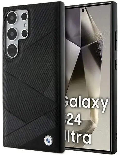 BMW BMHCS24L23RCGPK S24 Ultra S928 czarny|black hardcase Signature Leather Crossing Lines Pattern