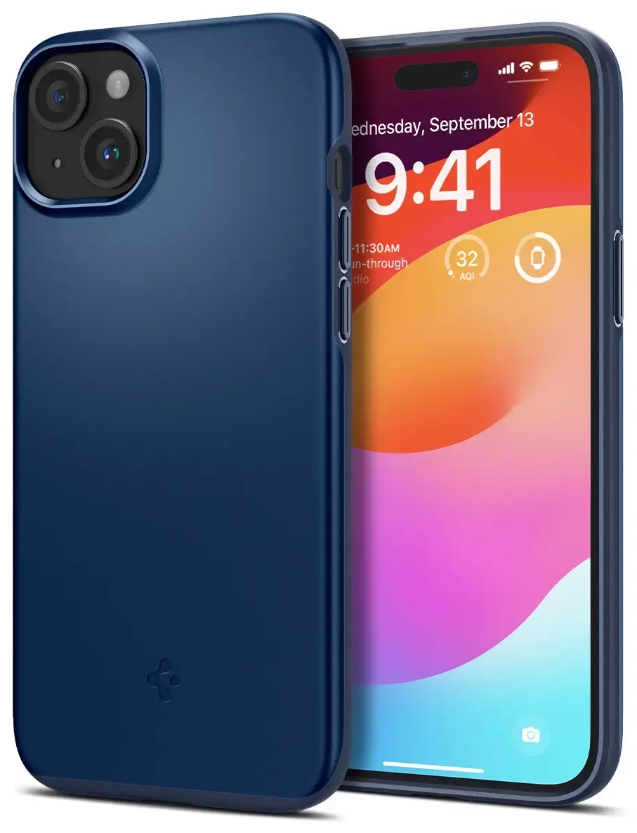 Spigen Thin Fit dėklas iPhone 15 Plus - mėlynas