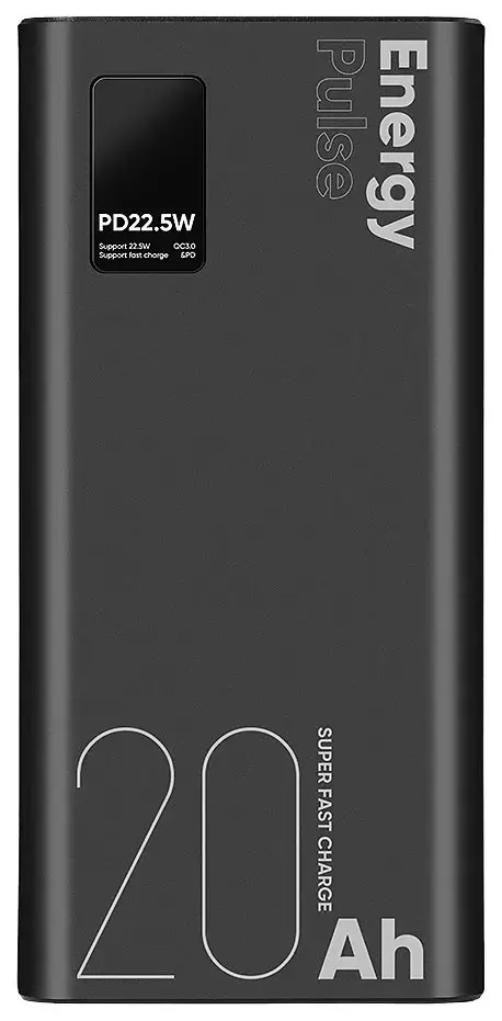 OBAL:ME EnergyPulse ārējais akumulators (powerbank) | 20000 mAh | 22.5W | Micro USB, USB-C, USB-A, Lightning | melns