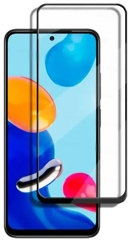 „Fusion“ visiškai klijuojamas 5D grūdintas stiklas su rėmeliu telefonui „Xiaomi Redmi Note 11“ | „Xiaomi Redmi Note 11S“, juodas