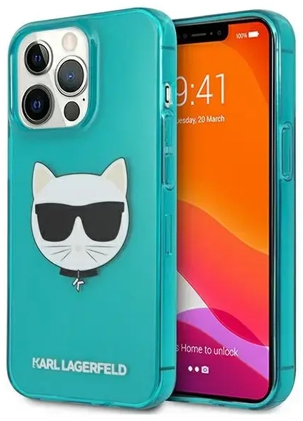 KLHCP13LCHTRB Karl Lagerfeld TPU Choupette Head Case for iPhone 13 Pro Fluo Blue