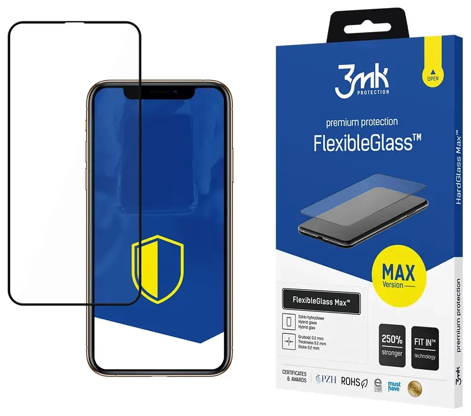 3mk FlexibleGlass Max™ tempered glass for phone iPhone 11 Pro Max black
