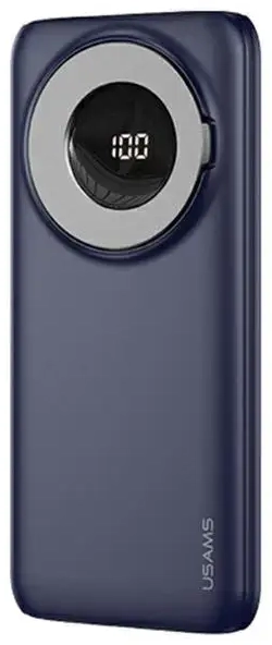 USAMS PB62 ārējais akumulators (powerbank) | 10000 mAh | 22.5W | USB-C, USB-A, MagSafe | LED ekrāns | zils