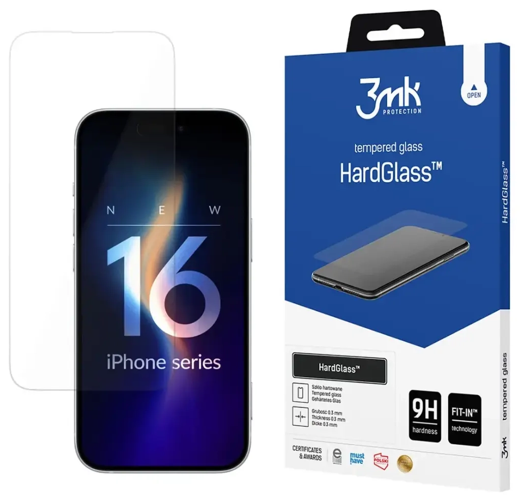 Tempered Glass 9H 3mk HardGlassâ¢ for Apple iPhone 16 Pro