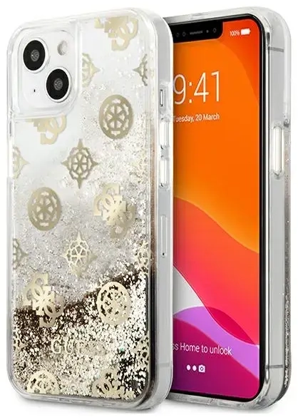 Guess GUHCP13SLGPEGO iPhone 13 mini 5,4" złoty|gold hardcase Peony Liquid Glitter