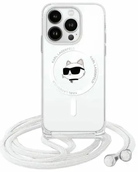 Karl Lagerfeld KLHMP15LHCCHNT iPhone 15 Pro 6.1" hardcase transparent IML Choupette Head & Cord Magsafe