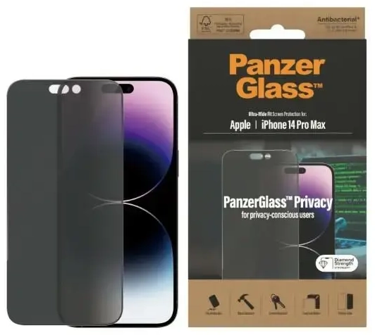 PanzerGlass Ultra-Wide Fit Privacy aizsargstikls telefonam iPhone 14 Pro Max (privātuma efekts)