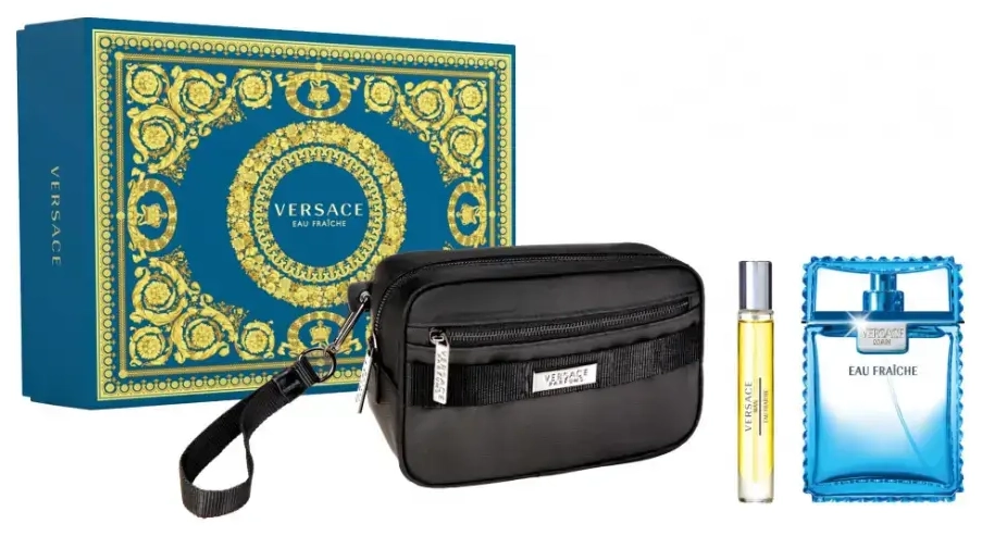 Set Versace: Eau Fraiche, Eau De Toilette, For Men, 100 ml + Eau Fraiche, Eau De Toilette, For Men, 10 ml + Versace, GWP Textile Pouch, Black