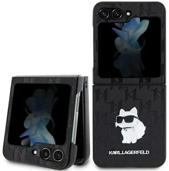 Karl Lagerfeld KLHCZF5SAPCHNPK Z Flip5 F731 hardcase czarny|black Saffiano Monogram Choupette Pin