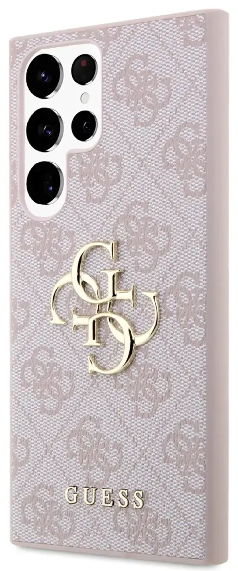Guess PU 4G Metal Logo Case for Samsung Galaxy S24 Ultra Pink