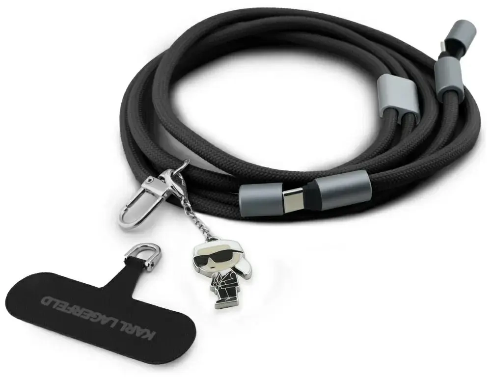 Karl Lagerfeld CBDY Ikonik Charm datu pārraides un uzlādes vads | USB-C uz USB-C | melns