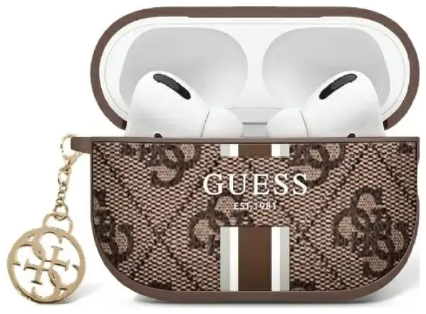 Guess GUA2P4RPSW AirPods 1|2 cover        brązowy|brown 4G Printed Stripes Charm